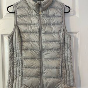 Gray / Silver Metallic Quilted Puffer Vest